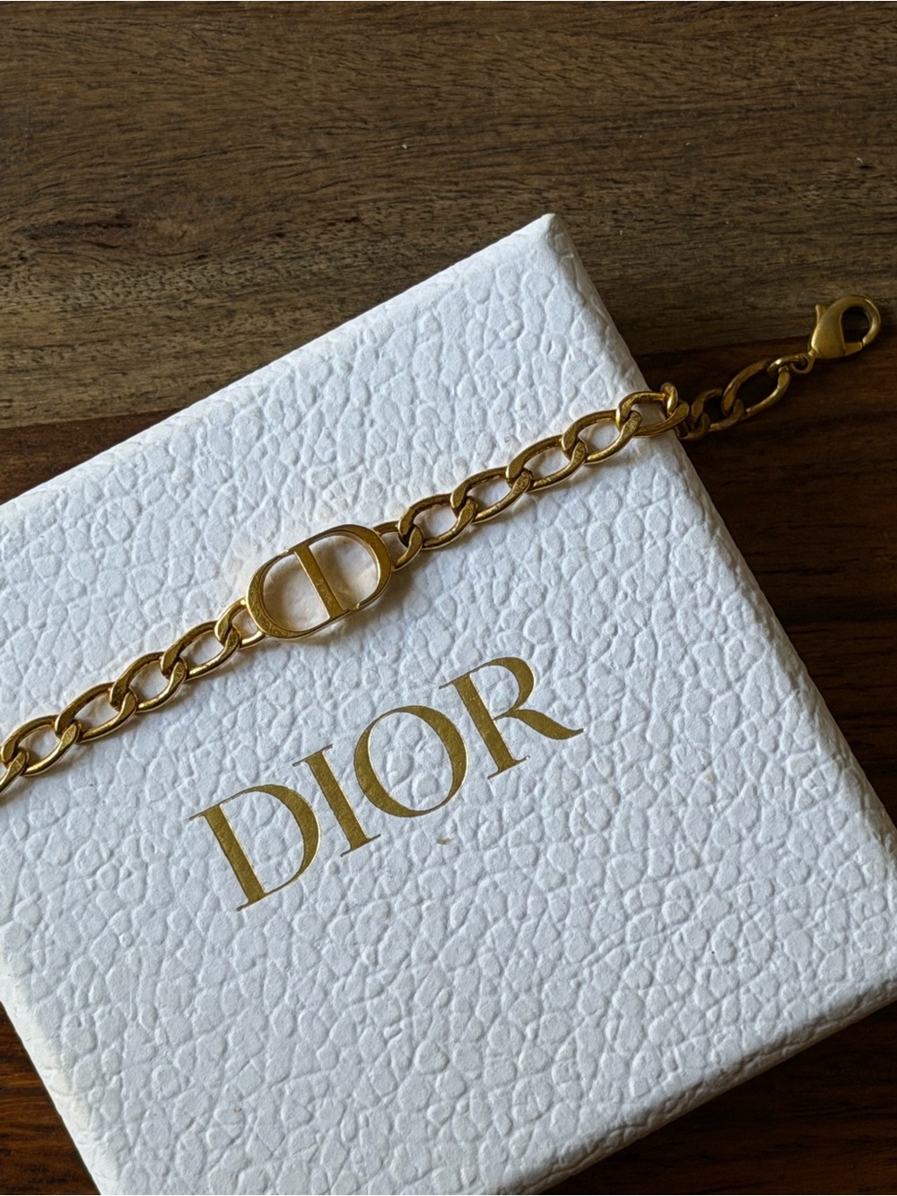 AUTHENTIC Dior Gold Tone 'CD' Link Bracelet